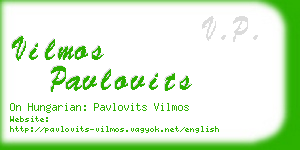 vilmos pavlovits business card